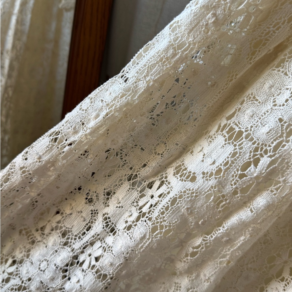 1970’s Gunne Sax by Jessica Cream Lace Long Sleeve Lace Up Dress - Picture 10 of 11